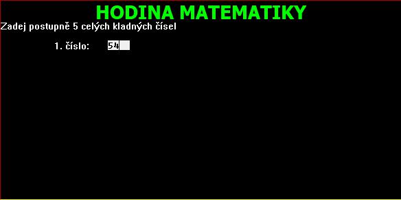 c) Matematika 17 bodů Nadpis HODINA MATEMATIKY je psán tučným písmem Tahoma velikostí 20 v reflexní zelené barvě.
