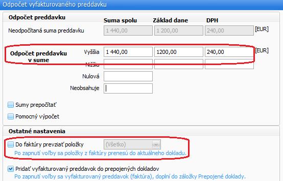 Zabezpečíme tak odpočet vyfakturovaného preddavku.