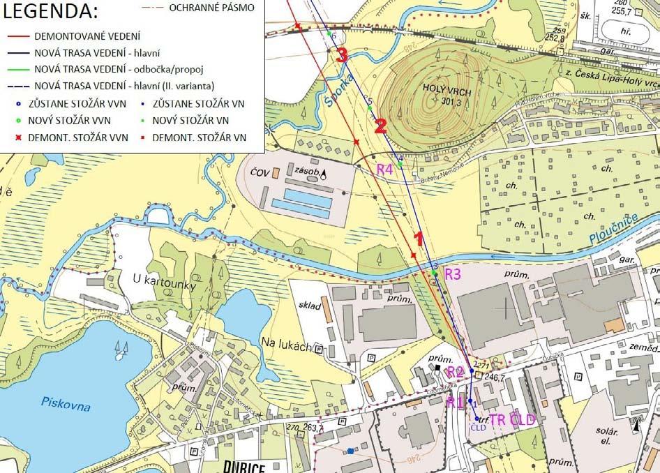 Lokalita 2: Západní okraj Holého vrchu v České Lípě. Dotčeno z důvodu územního střetu s navrhovanou přeložkou silnice I/9, která je lokalizována do průmětu koridoru několika VVN.