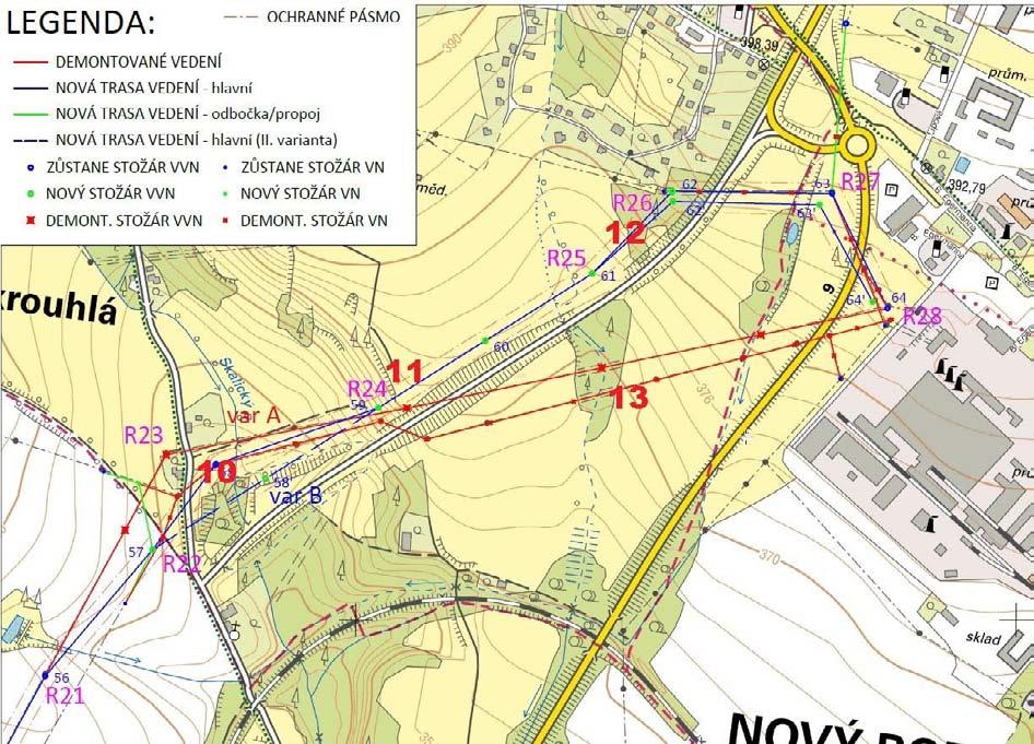 Dílčí lokality v úseku Okrouhlá Nový Bor Česká Lípa Varnsdorf, propojovací vedení 110 kv Lokalita 10: Skalický potok severně od Skalice u samot jižně Okrouhlé, kříženo v průseku v náletových