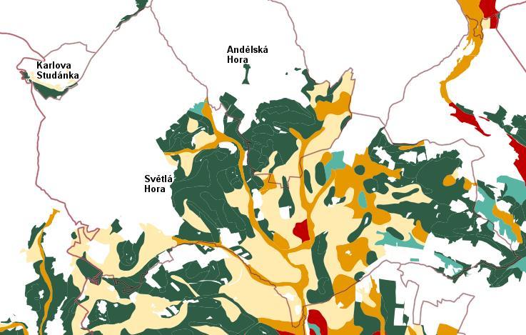 4.1 Půda a horninové prostředí 4.1.1 Zábory ZPF Kvalita zemědělských pozemků Zemědělské pozemky v řešeném území jsou převážně v II. až V. třídě ochrany, půdy II.