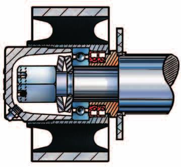 Ložiska jsou vybavena vícenásobným těsněním a mohou být promazána pro dlouhou životnost v prašném, náročném prostředí.