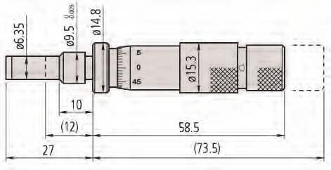 vřetene,5 mm Měřicí plochy Osazené tvrdokovem Série 153 153-11 153-23 153-21 Provedeni s neotáčivým