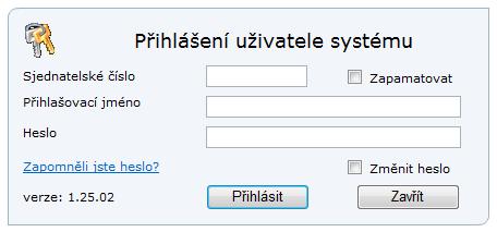 1.5 Přihlášení do aplikace Po otevření aplikace se uživateli zobrazí přihlašovací obrazovka Přihlášení uživatele systému.