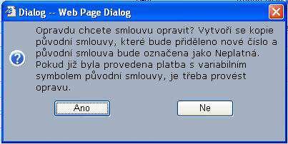 Při stisku odkazu se objeví hláška a uživatel bude moct potvrdit, nebo zrušit zvolenou akci.