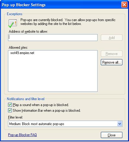 6. FAQ 6.1 Nastavení Internet Explorer 7 pro práci s aplikací SUS 6.1.1 Povolení Pop-up (vyskakovacích) oken Stejně jako v IE6 pod WindowsXP SP2 jsou v IE defaultně blokována Pop-up okna.