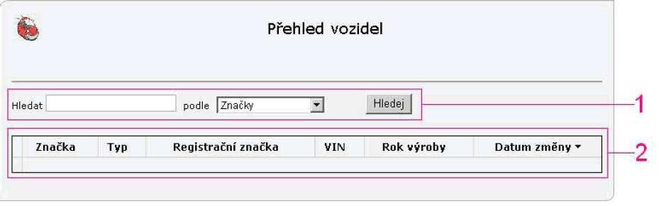 2.4.5 Přehled vozidel Na této obrazovce může uživatel nahlížet na vozidla, ke kterým v minulosti uzavřel pojistnou smlouvu. Údaje o vozidlech jsou neměnná.