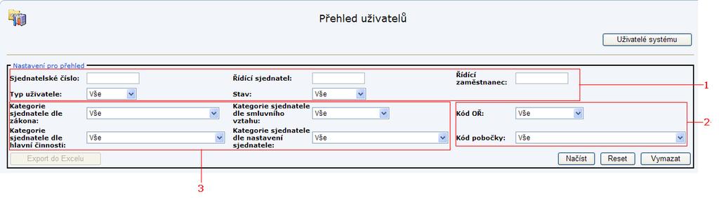 Základní Uživatel může nahlížet pouze na údaje o sobě samém a svých agentech.