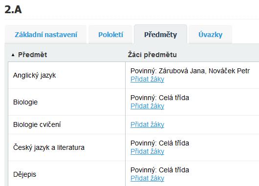 pro Třídní knihu) Matriční příznak délky vzdělávacího programu třídy Matriční příznak formy vzdělávání. Má význam také pro další submoduly, např. třídní knihu. *) Zaměření oboru.