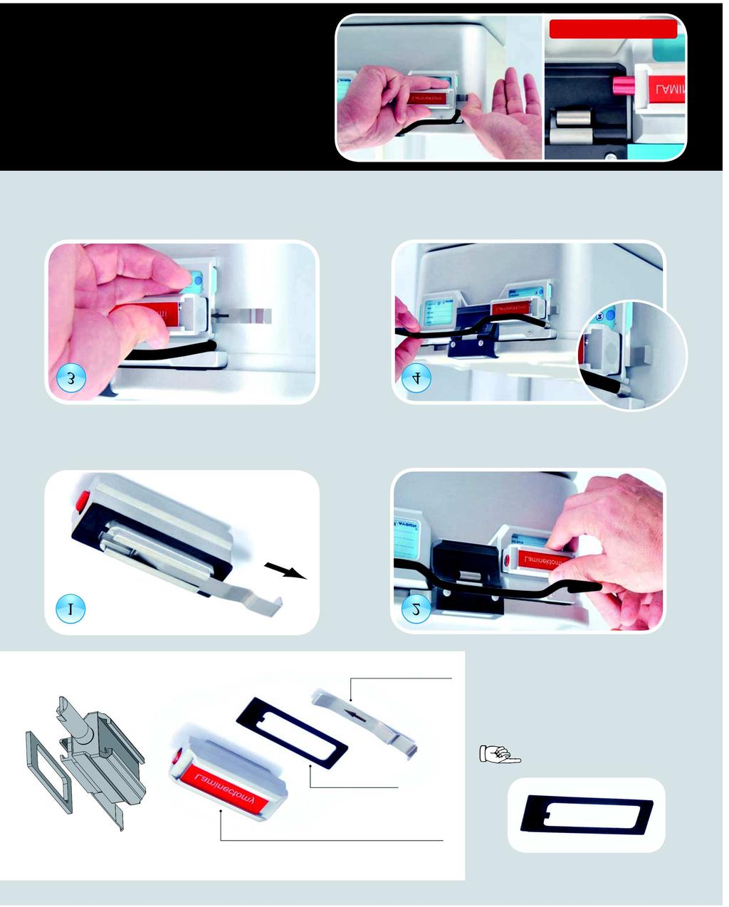 Modulární mechanismus Auto lock Plastová podložka Zajišťovací svorka Plastová podložka je použita podle modelu kontejneru, na který bude systém připevněn.