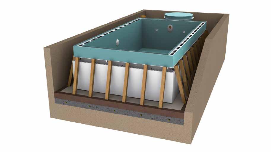 7. Rady a tipy k rozepření bazénu a následnému obsypu hlínou Bazén je uložen ve výkopu a potrubí, je propojené s technologií.