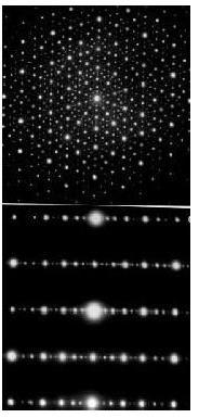 kvazikrystaly (quasicrystals) Snímek struktury kvazikrystalu Al-Mn difrakční obraz slitiny Al-Mn (5-fold symetrie) kvazikrystaly jsou