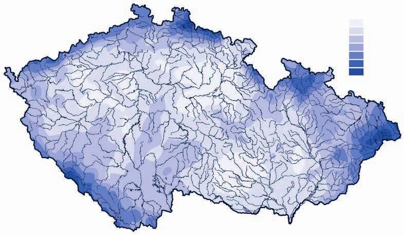 Zpráva o stavu vodního hospodářství České republiky v roce 2016 nejvíce srážek ve srovnání s normálem v Ústeckém kraji (111 % normálu).