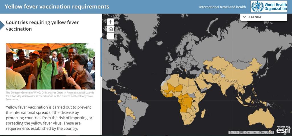 Interactive map: Yellow fever vaccination requirements by country https://who.