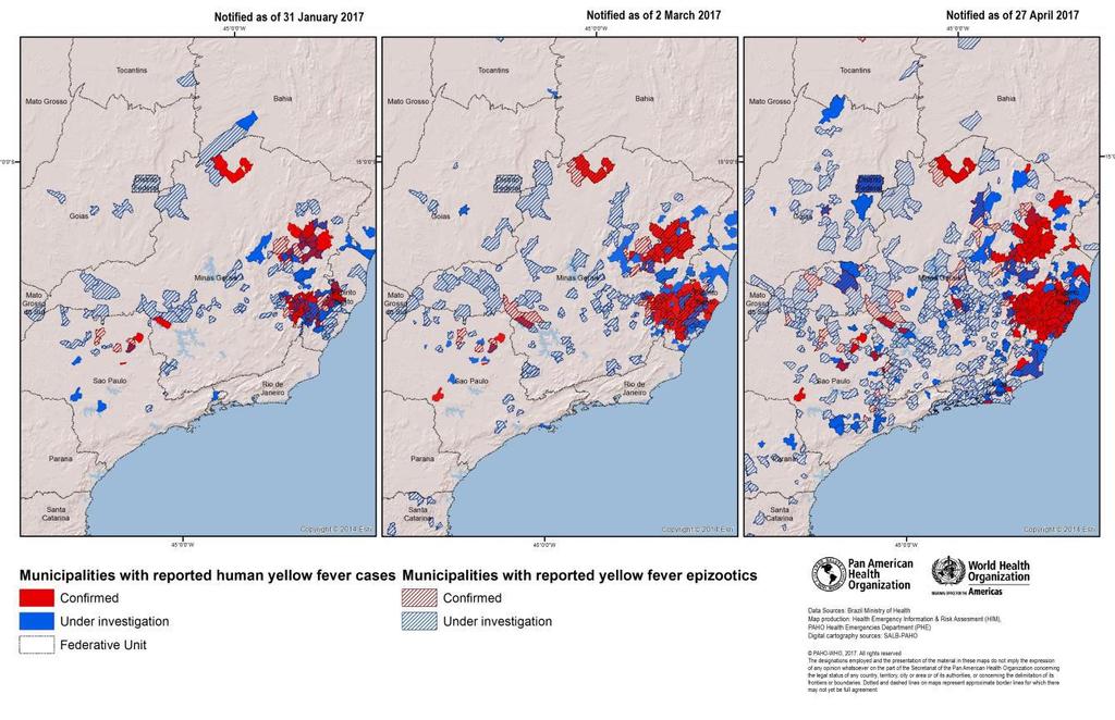 Epidemiological Update Yellow Fever, 02 May 2017, PAHO, WHO, http://www2.paho.