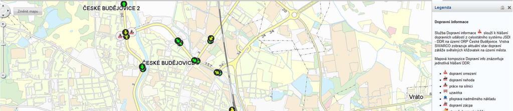 Obrázek 64 - Webové rozhraní pro poskytování dopravních informací (Zdroj - cbgis.cbudejovice.cz/giscb) 12.