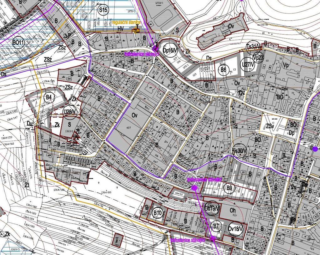 C.2 CELKOVÝ SITUAČNÍ VÝKRES ÚZEMÍ Stávající stavby a technická infrastruktura, hranice pozemků, parcelní