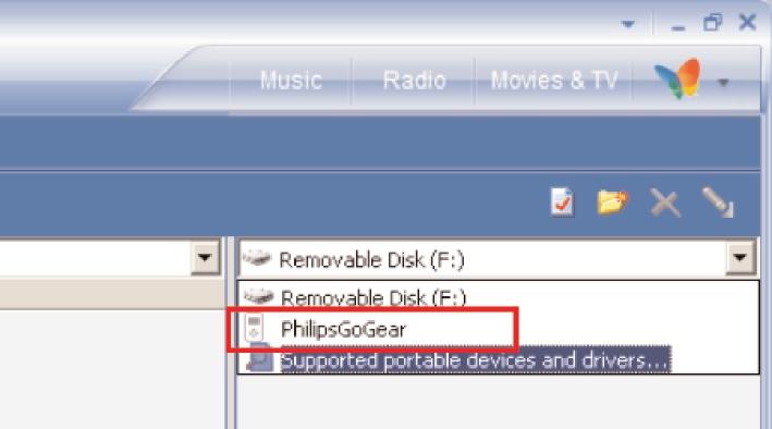 Přenos digitální hudby do zařízení K přehrávání vaší sbírky souborů MP3 a WMA v přehrávači pomocí softwaru Windows Media Player, musíte mít podle následujícího postupu nainstalovány programy Windows