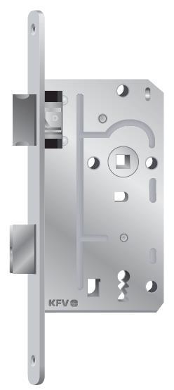 KFV 104 1/2 zadlabací zámek pro lehké interiérové dveře pro čtyřhran 8mm komplet pozinkovaný,střelka a závora z tvrzeného šedého plastu splňuje požadavky DIN 18251-1, třída 1 rozměr čela zámku