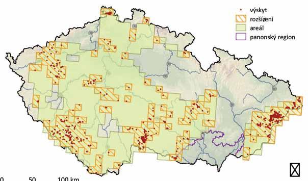 Formace jalovce obecného (Juniperus communis) na vřesovištích nebo vápnitých trávnících, rozšíření a výskyt habitatu 5130