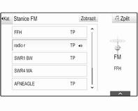 Rádio 47 Právě přijímaná stanice je zvýrazněna. Procházejte seznamem a vyberte požadovanou položku. Kategorie Pro zobrazení seznamu kategorií aktuálně aktivního vlnového pásma vyberte Kat.