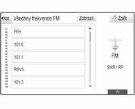 Všechny frekvence Seznamy Všechny frekvence AM, Všechny frekvence FM a Všechny frekvence DAB umožňují ruční ladění stanic v odpovídajícím vlnovém pásmu.