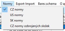 Nabídka Normy Pokud máte vybranou nějakou osobu v přehledu osob a změníte