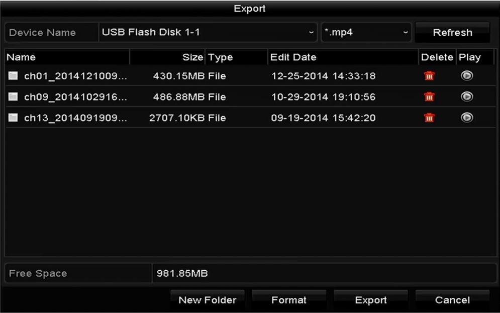 Obrázek 7 4 Kontrola výsledku rychlého exportu na zařízení USB1-