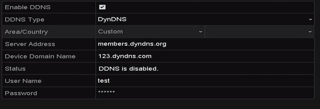 Obrázek 12 5 Okno nastavení služby DynDNS PeanutHull: Zadejte hodnoty do polí User Name a Password