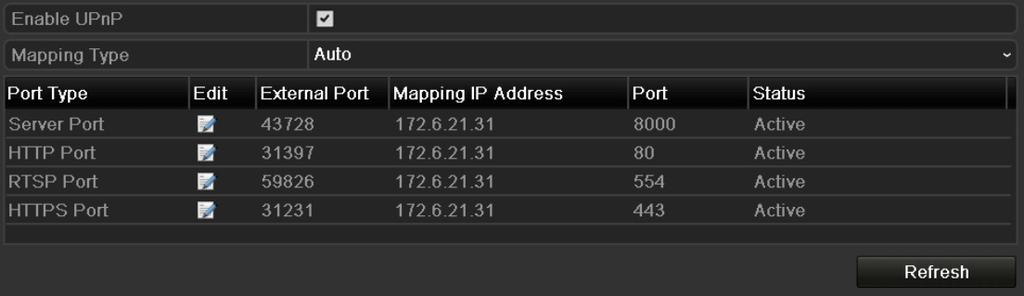 MOŽNOST 1: Auto Pokud vyberete možnost Auto, položky mapování portů jsou určeny pouze ke čtení a externí porty se automaticky nastaví routerem.