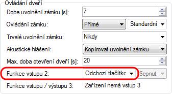 kontakt pro uvolnění dveřního zámku - kontakt napájecího zdroje, šedý vodič kabelu C2 čtecího modulu, - kontakt napájecího zdroje vstupního panelu Signál pro uvolnění zámku (vstupní panel), oranžový