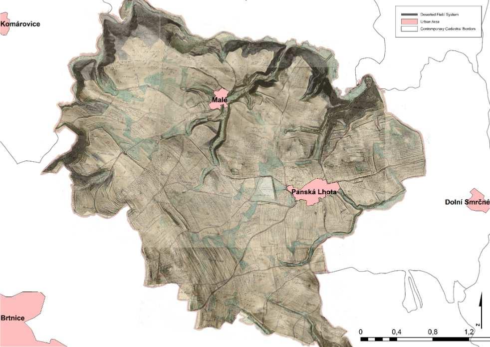 zaniklé usedlosti X jednotlivých parcel pole, louka, pastvina, chrastina Práce s historickými katastry a parcelací