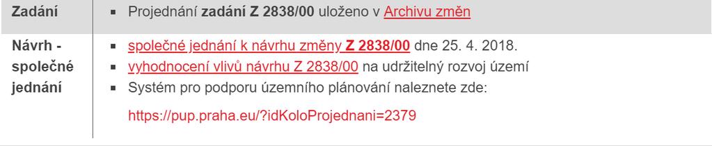 Příklad: Obrázek 1: příklad vybrání kola projednávání z Odboru územního rozvoje 2. Do adresního řádku webového prohlížeče napište adresu: https://pup.praha.