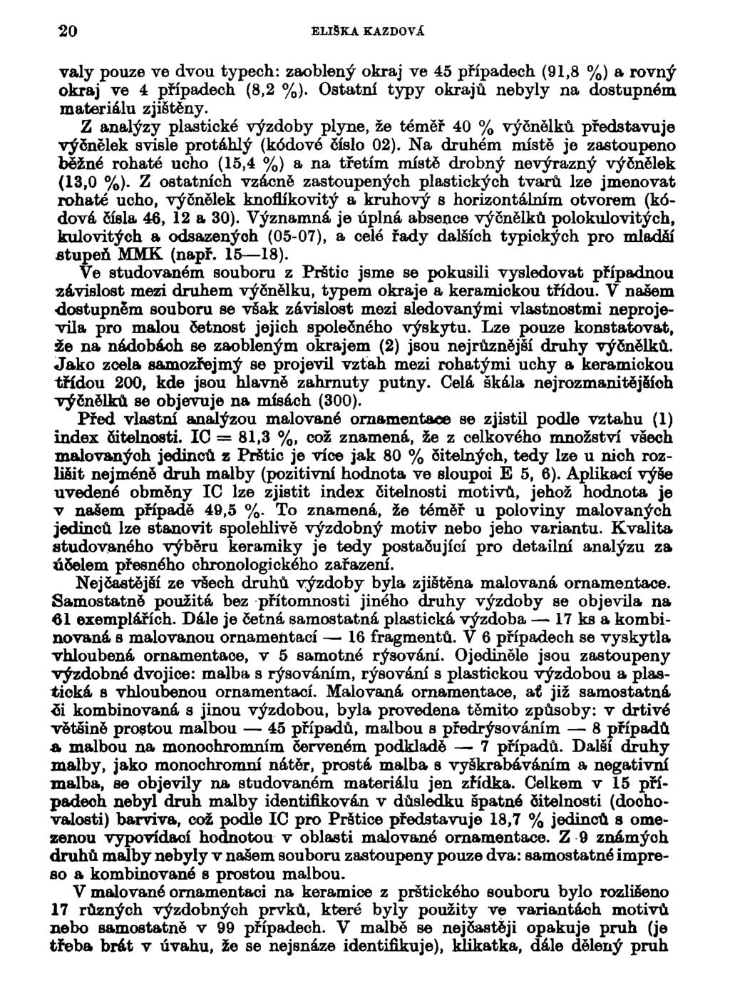 20 ELIŠKA KAZDOVÁ valy pouze ve dvou typech: zaoblený okraj ve 45 případech (91,8 %) a rovný okraj ve 4 případech (8,2 %). Ostatní typy okrajů nebyly na dostupném materiálu zjištěny.