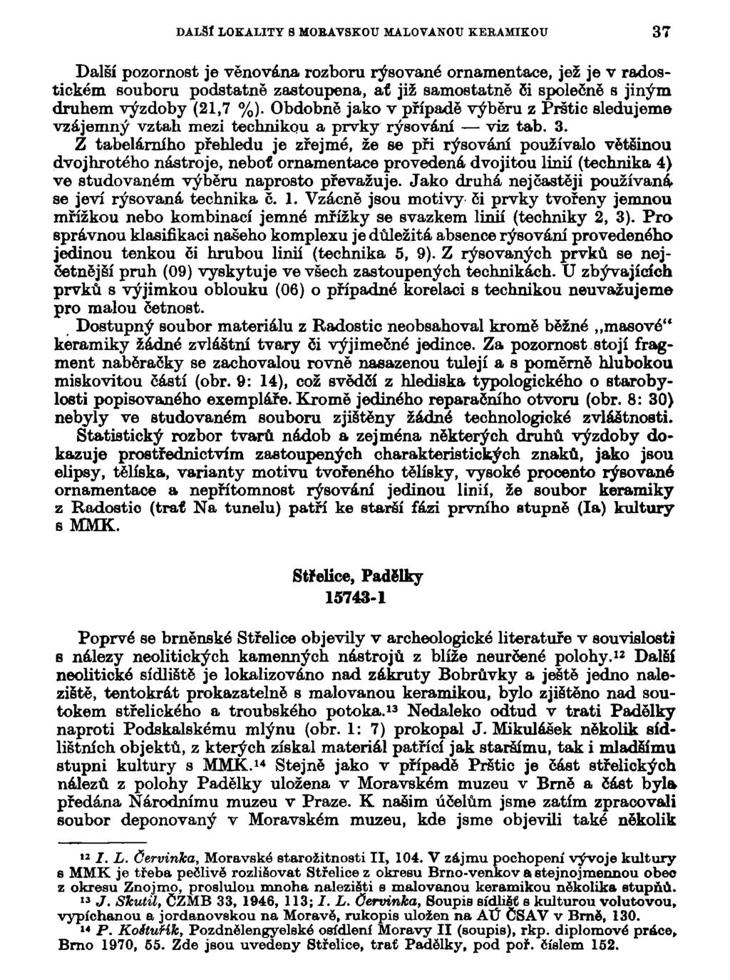 DALŠÍ LOKALITY S MORAVSKOU MALOVANOU KERAMIKOU 37 Další pozornost je věnována rozboru rýsované ornamentace, jež je v radostickém souboru podstatně zastoupena, ať již samostatně či společně s jiným