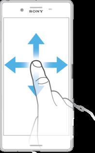 Přejíždění prstem Posun nahoru nebo dolů v seznamu Posun doleva nebo doprava, například mezi panely obrazovky Plocha. Přejetím doleva nebo doprava zobrazíte další možnosti.