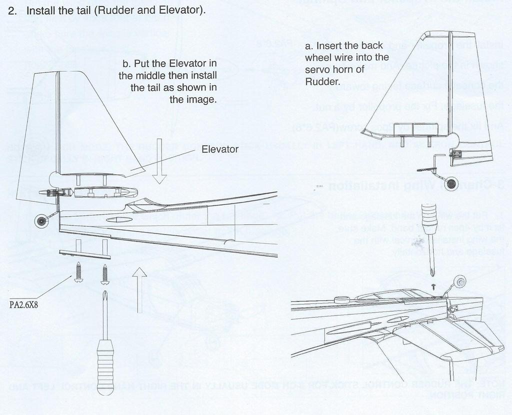 Landing gear instalation- montáž přistávacích nohou podvozku Vložte přistávací nohy do montážního otvoru na spodní části trupu.