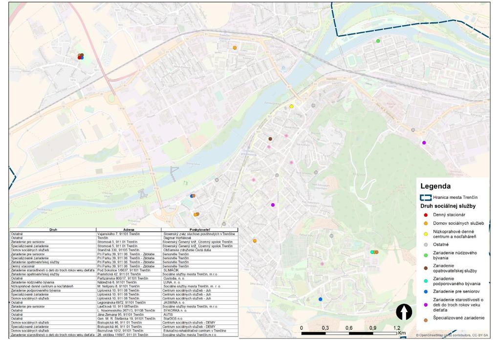 Mapa 3: Priestorová lokalizácia sociálnych služieb na území mesta Mapa 4: Zariadenia sociálnych služieb s ambulantnou starostlivosťou spolu so znázornením ich kapacity Mesto v rámci implementácie