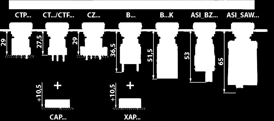 hlavice: 2 mm Spínací dráha: 3 mm Stupeň  přepínače 5 Přepínač s klíčkem 6 Bzučák 7 Zdířka USB / RJ45 8