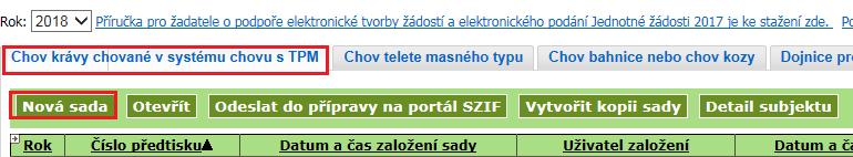 e-mail: inf@szif.cz; www.szif.cz P výběru typu deklarace a stisknutí tlačítka NOVÁ SADA se žadateli vygeneruje pžadvaná sestava. Tat sestava je natažena z dat Ústřední evidence.