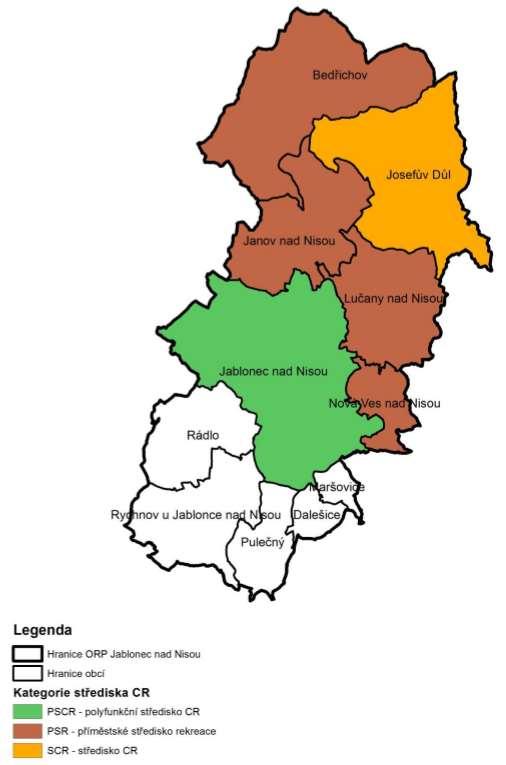 Kategorizace středisek cestovního ruchu v SO ORP Jablonec nad Nisou Zdroj: ÚAP SO