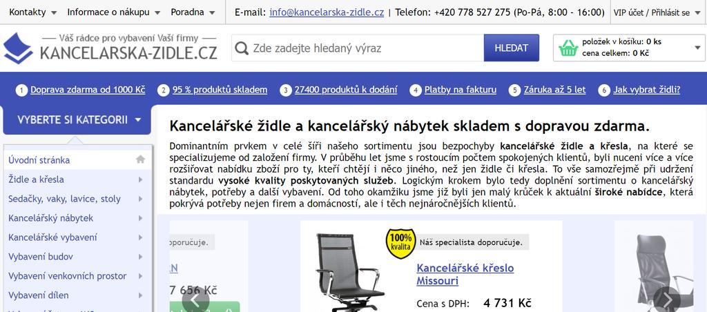 Analýza klíčových slov www.kancelarska-zidle.cz Cílem analýzy je rozbor webu pro ideální optimalizaci pro vyhledavače (SEO) z pohledu hledaných klíčových slov a jejich následného využití.