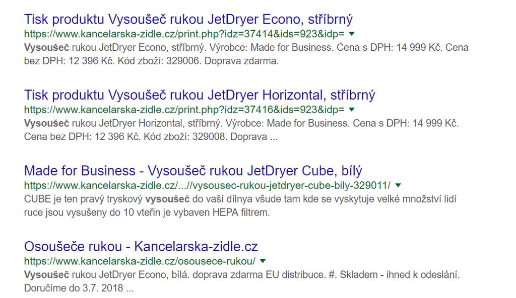 Doporučuji tedy v robots.txt zakázat crawlerovi procházení těchto URL. Příklad URL: https://www.kancelarska-zidle.cz/print.php?idz=37414&ids=923&idp= Návrh úpravy robots.