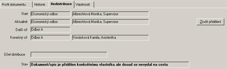 Takto přidělený dokument/spis naleznete ve vaší sloţce Redistribuce poloţka K předání. 9.1.