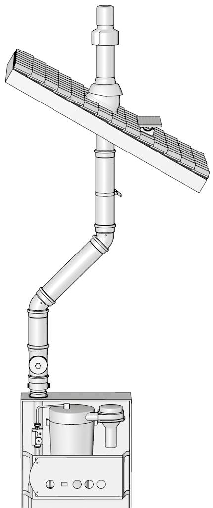 www.geminox.cz Vertikální odvod spalin (turbo) Odvod spalin sestavte z dodaných komponentů ( až 6) dle vzorového obrázku. Stékající kondenzát je odváděn přes sifon kotle do kanalizace.