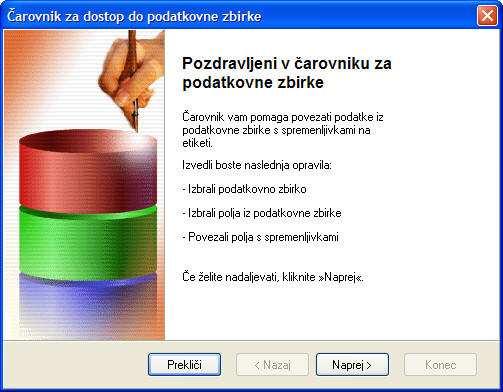 Čarovnik za dostop do podatkovne zbirke: Začetek Čarovnik za dostop do podatkovne zbirke: Začetek Na začetnem oknu Čarovnika za dostop do podatkovne