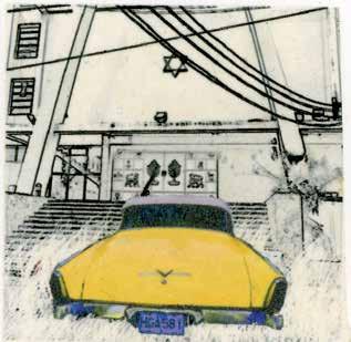 Yellow Studebaker before Patronado Synagogue, Havana / 2013 / Digitale Collage