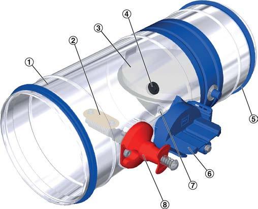 Součásti a jejich funkce FKRS-EU s pružinovým servopohonem 4 Součásti a jejich funkce Požární klapky se používají jako bezpečnostní součásti ve vzduchotechnice.