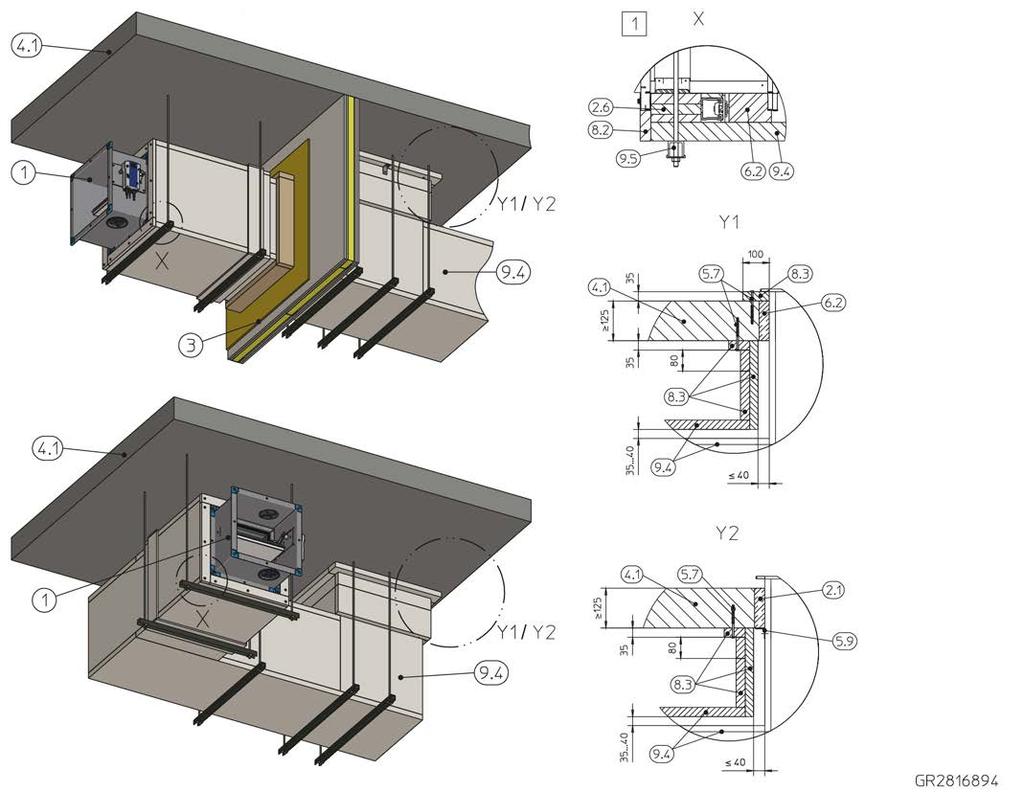 Masivní stropní desky > Suchá vestavba s vestavným modulem WE 5.5.7 Suchá vestavba s vestavným modulem WE Obr.