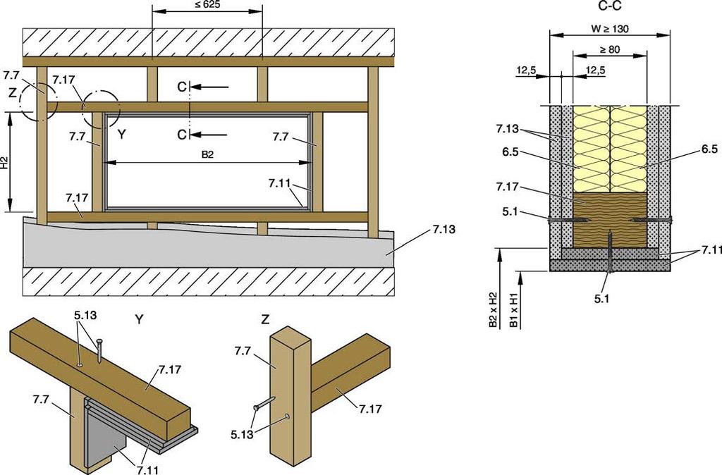 Lehké příčky s dřevěnou nosnou konstrukcí 5.7 Lehké příčky s dřevěnou nosnou konstrukcí Obr.